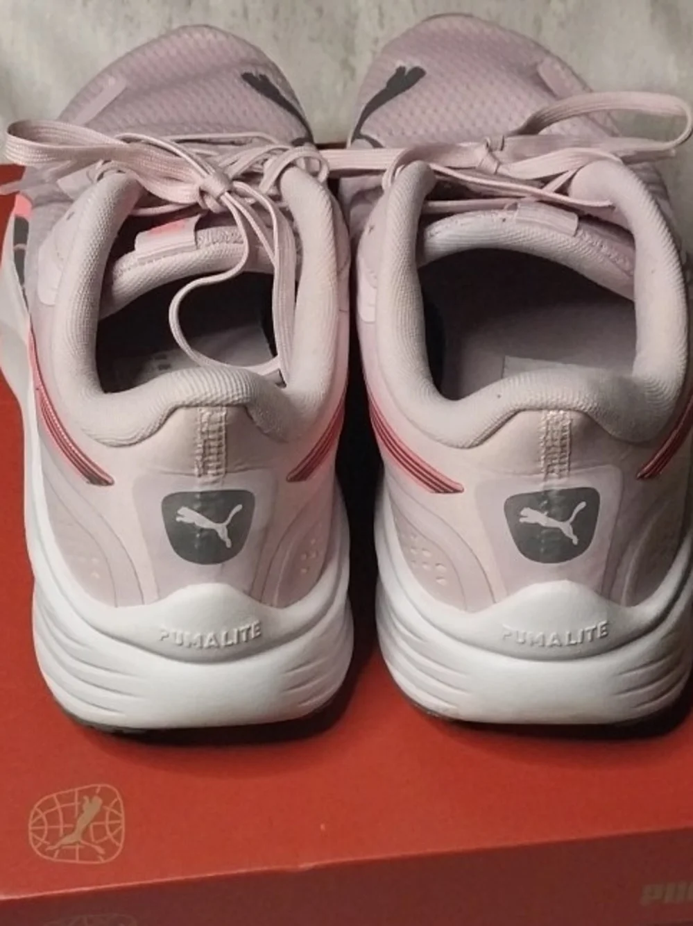 Puma Women's 9.5 Light Pink Athletic Sneakers with Coral & Charcoal Accents